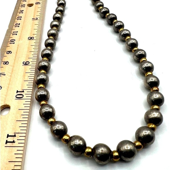 Vintage Silver & Gold Tone Beaded Necklace - Picture 7 of 7